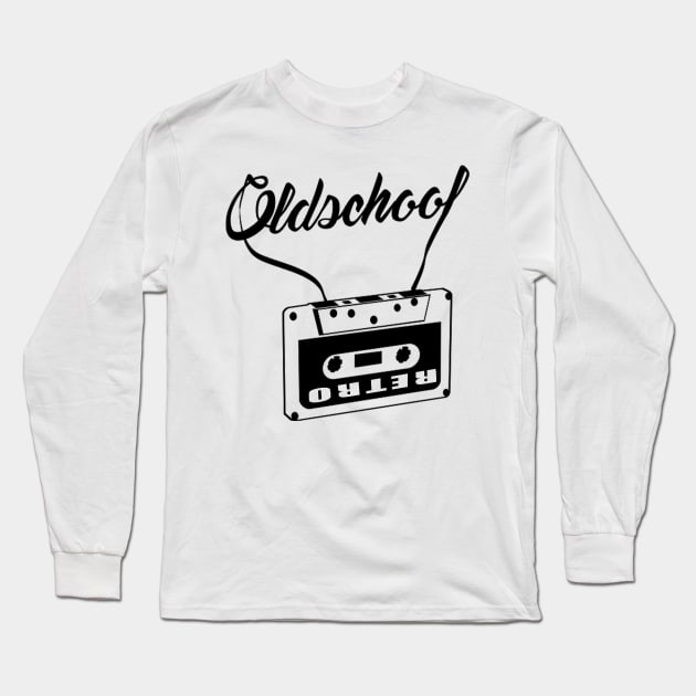 Old School Music, with Graffitti Art and a retro cassette for tape players Long Sleeve T-Shirt by hclara23